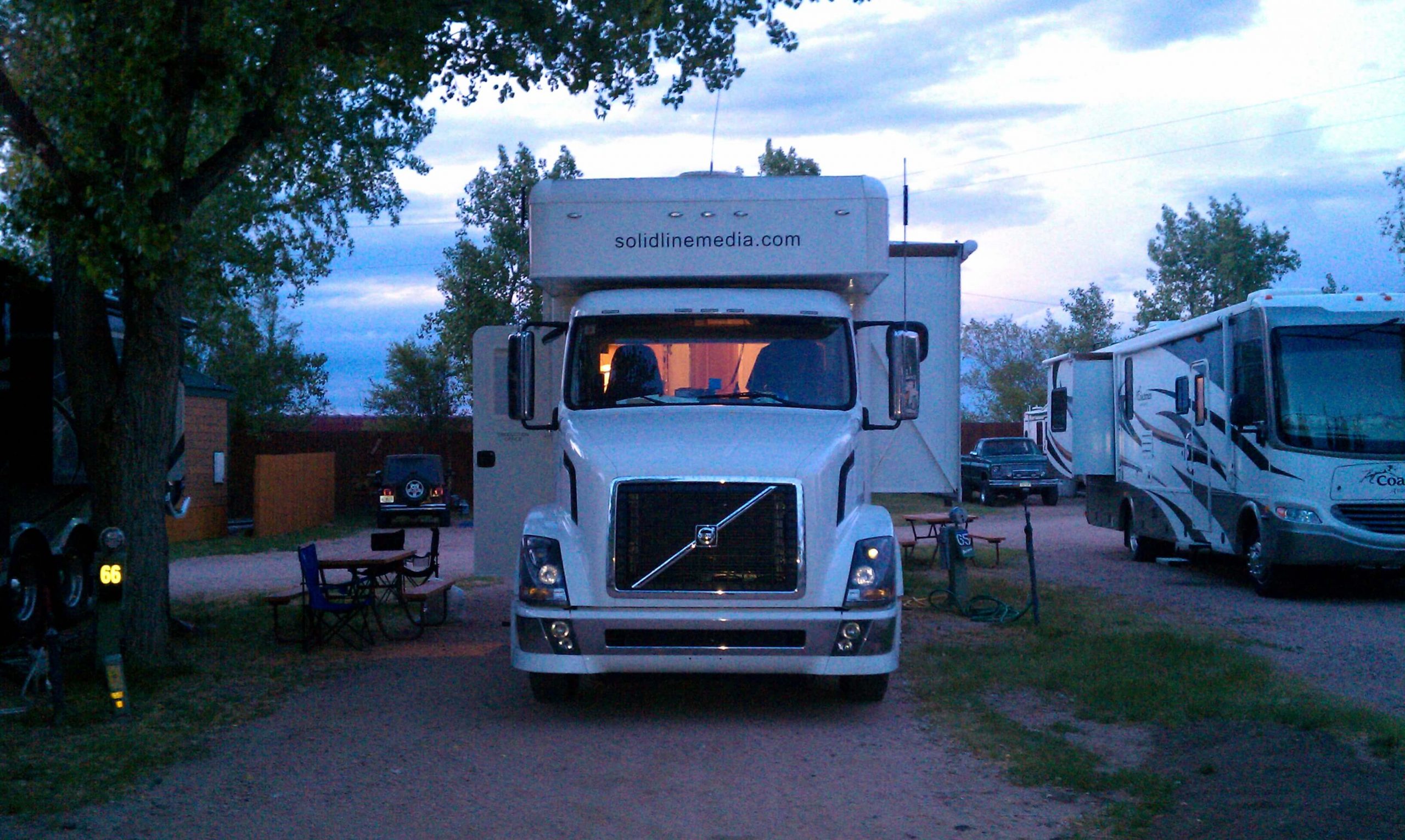  truck parked at the campsite 