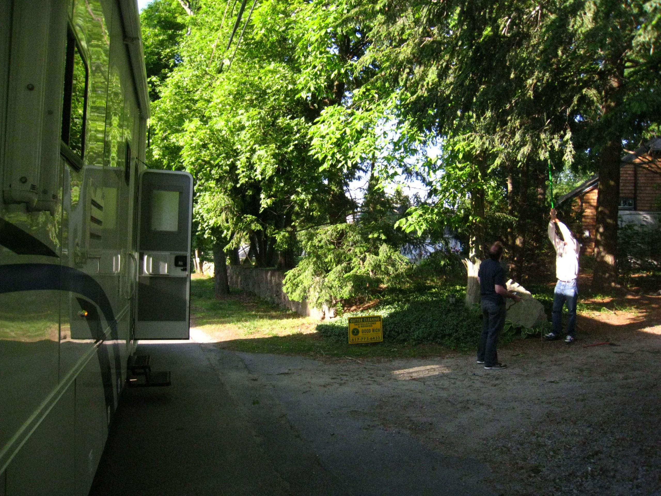 Tree Trimming I trimmed trees from the ground in Boston before we could get the truck down the drive.