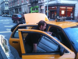 Loading loggage on taxi